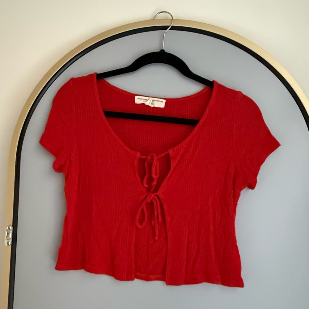 Urban Outfitters Red Tie-Front Crop Top